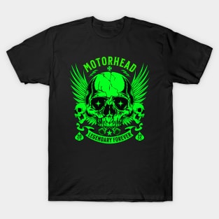 skull motorhead forever retro green T-Shirt